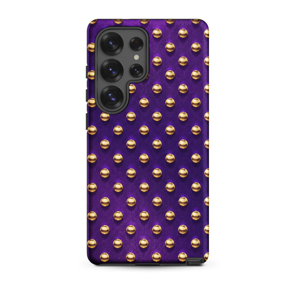 Amethyst Gold Dots tough case for Samsung Galaxy S25 Ultra, gold-look dots on amethyst purple