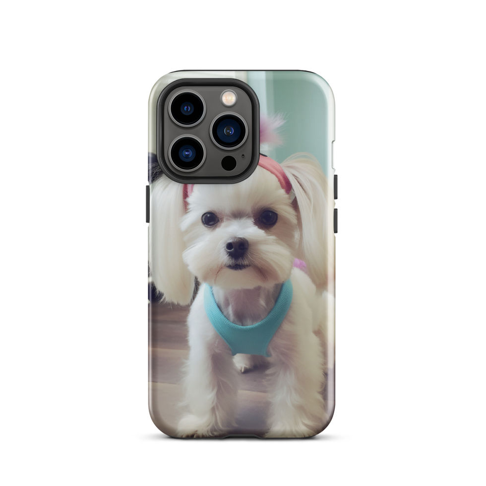 Fit Pup athletic dog iPhone tough case — bottom-edge detail in studio mockup