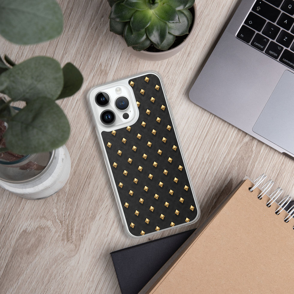 Onyx Gold Diamonds clear case for iPhone 14 Pro Max, gold-look diamonds on onyx black, alternate view 3