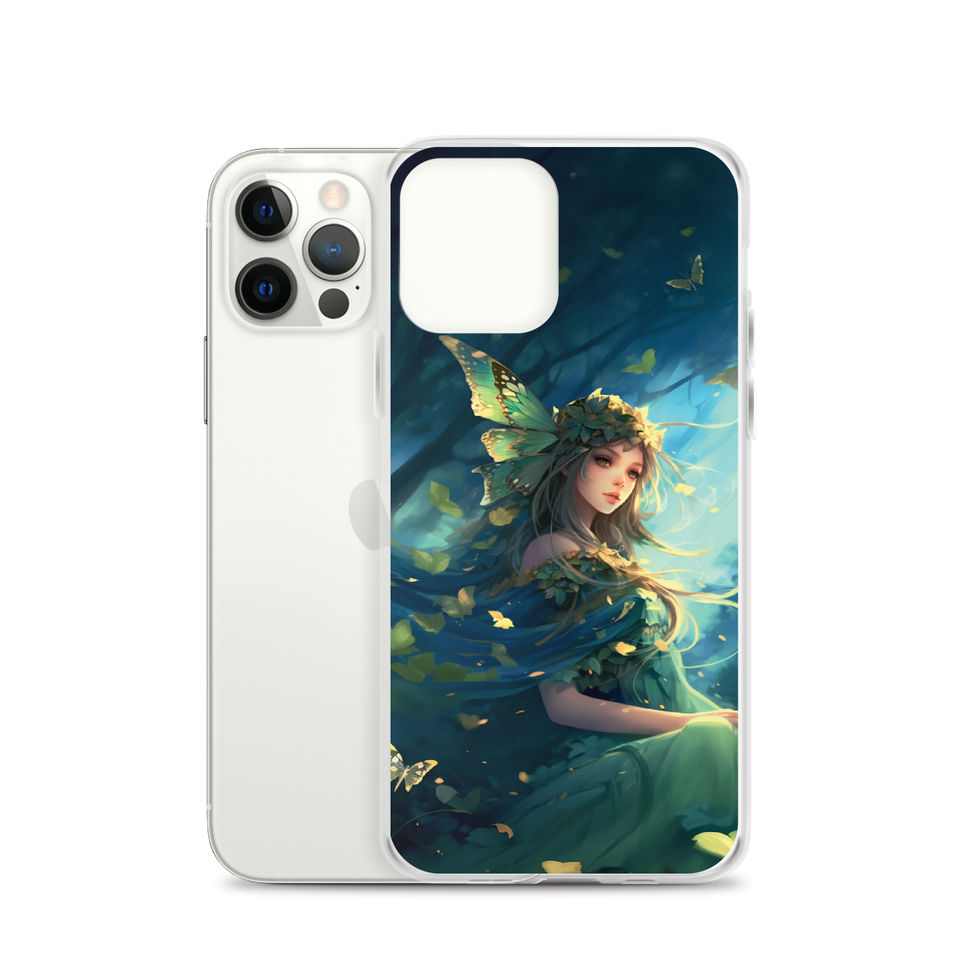 Forest Enchantress iPhone clear case with rich emerald colour palette