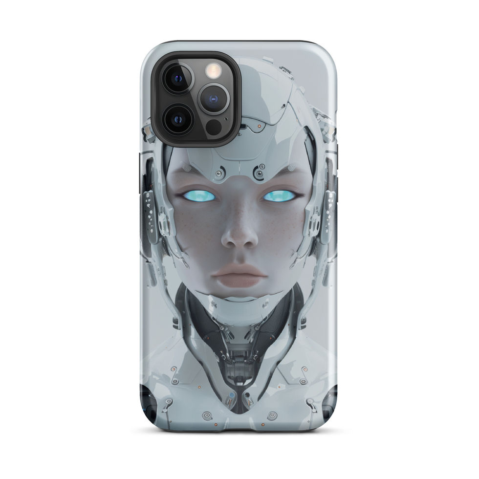 Symmetrical Eon Vanguard face in polished sci-fi style; front product view on an iPhone® Tough Case.