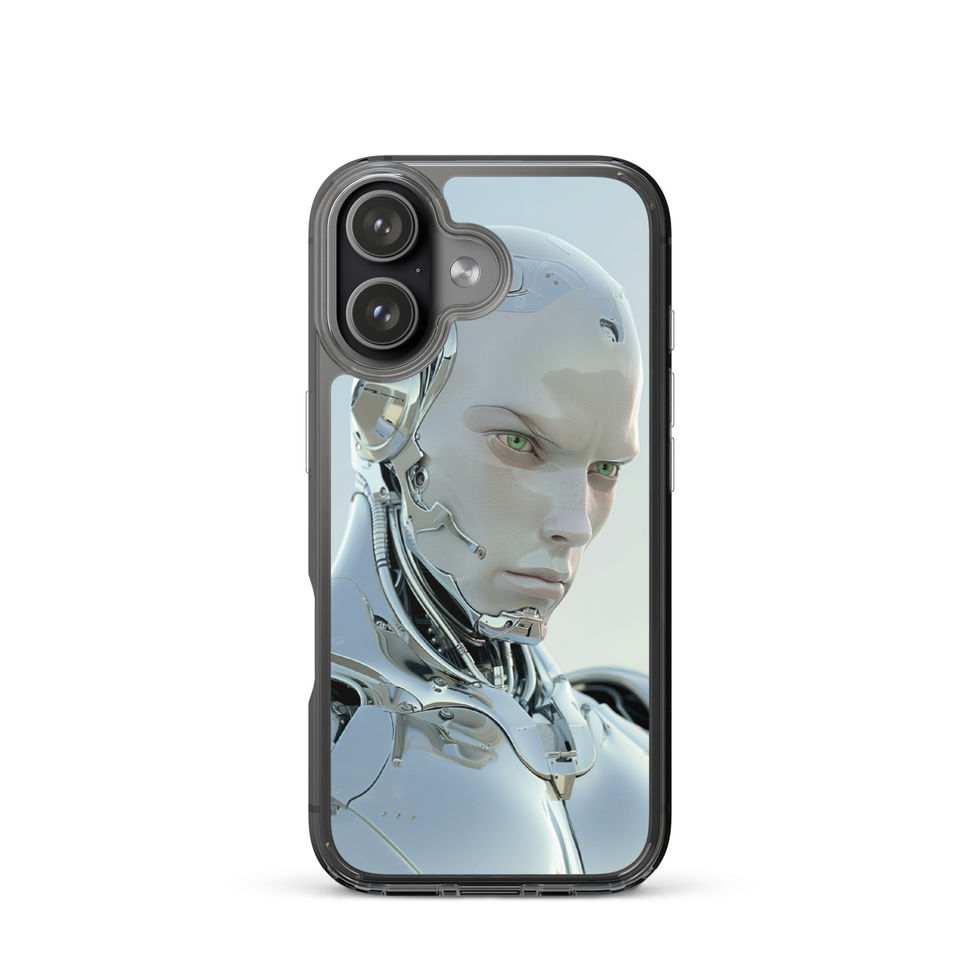 Chrome Sentinel clear iPhone case — clean white-metallic forehead in a clean product gallery view