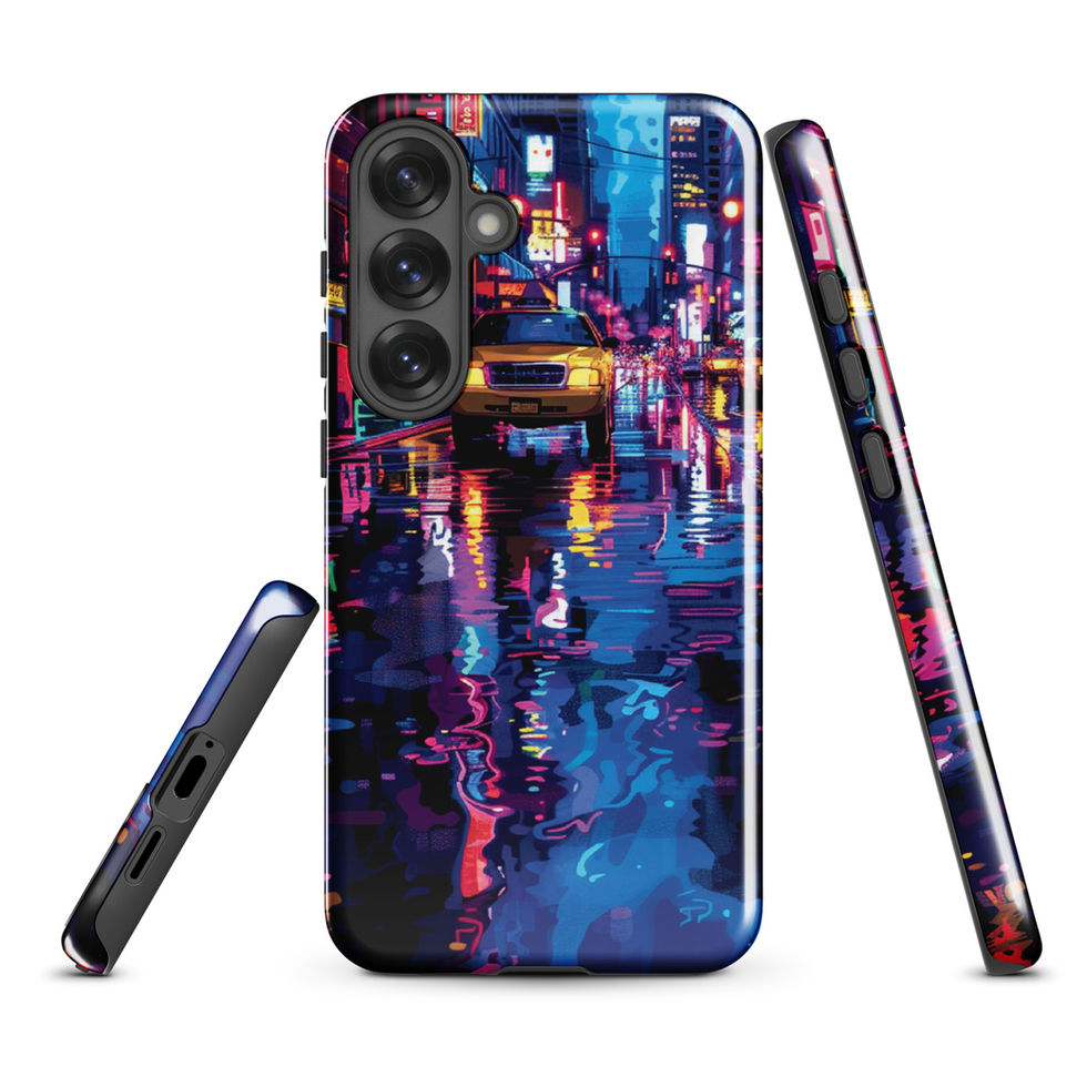 Neon Pulse electric taxi city artwork on a protective tough Samsung case — gallery view 11