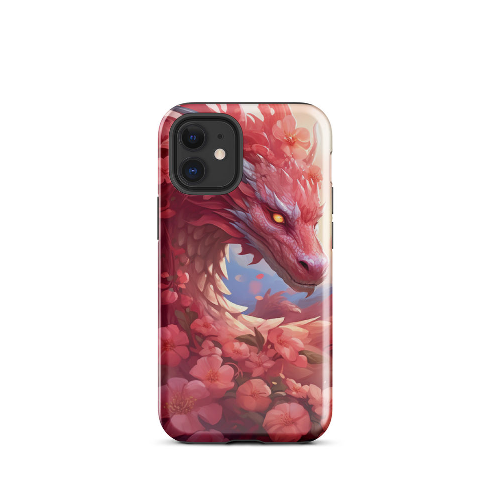 Scarlet Bloom red floral dragon tough iPhone case gallery view 5