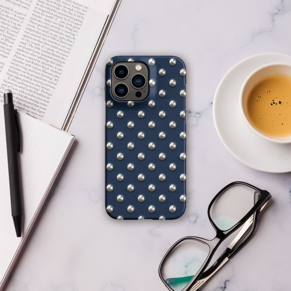 Midnight Silver Dots snap case for iPhone 14 Pro Max, silver-look dots on navy blue