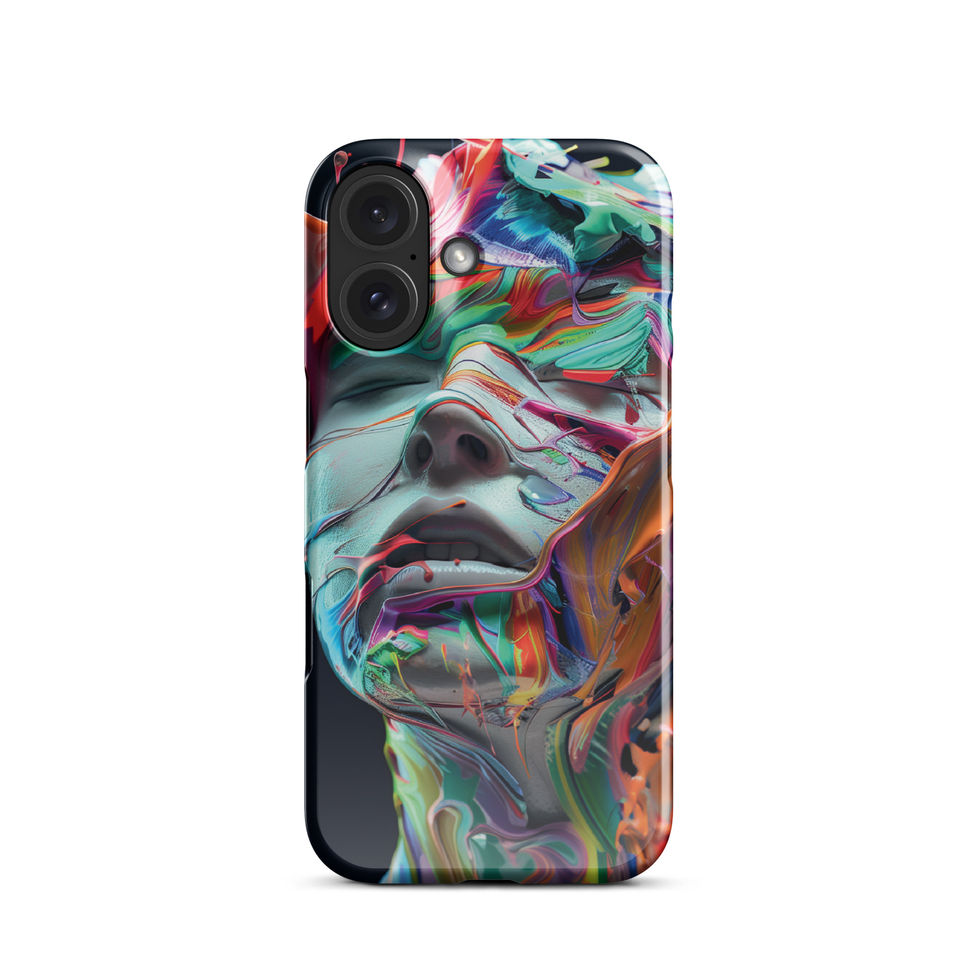 Eruption of Colour slim snap iPhone case with vivid surreal portrait art, front view, image 1