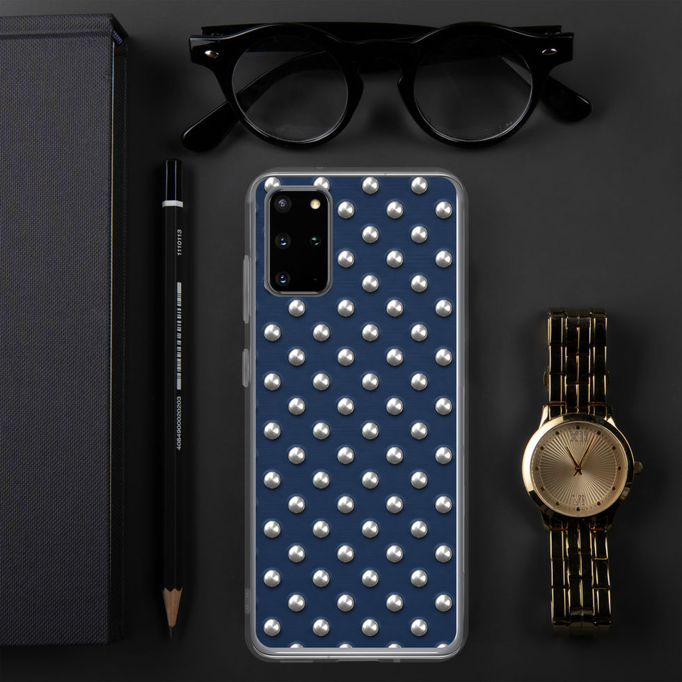 Midnight Silver Dots clear case for Samsung Galaxy S20 Plus, silver-look dots on navy blue