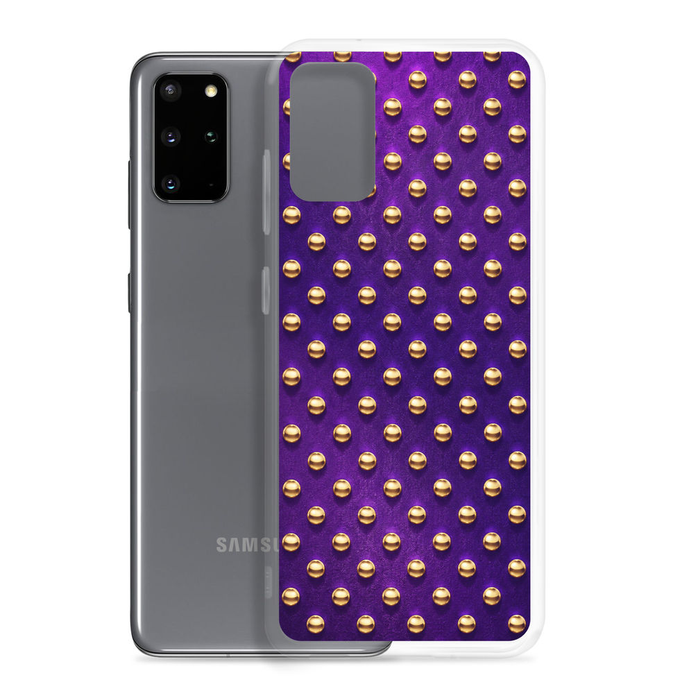 Amethyst Gold Dots clear case for Samsung Galaxy S20 Plus, gold-look dots on amethyst purple, alternate view 2