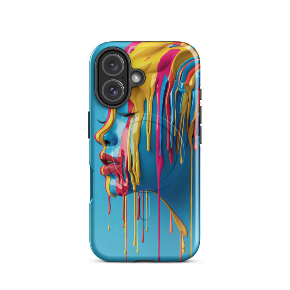 Melted Serenity MagSafe tough case for iPhone with peaceful flowing portrait art, front angle, preview 10