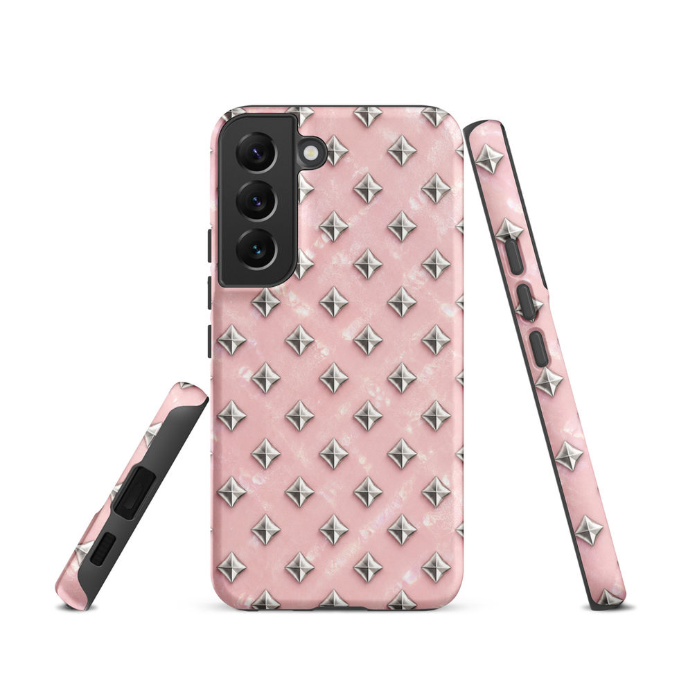 Blush Silver Diamonds tough case for Samsung Galaxy S22, silver-look diamonds on blush pink