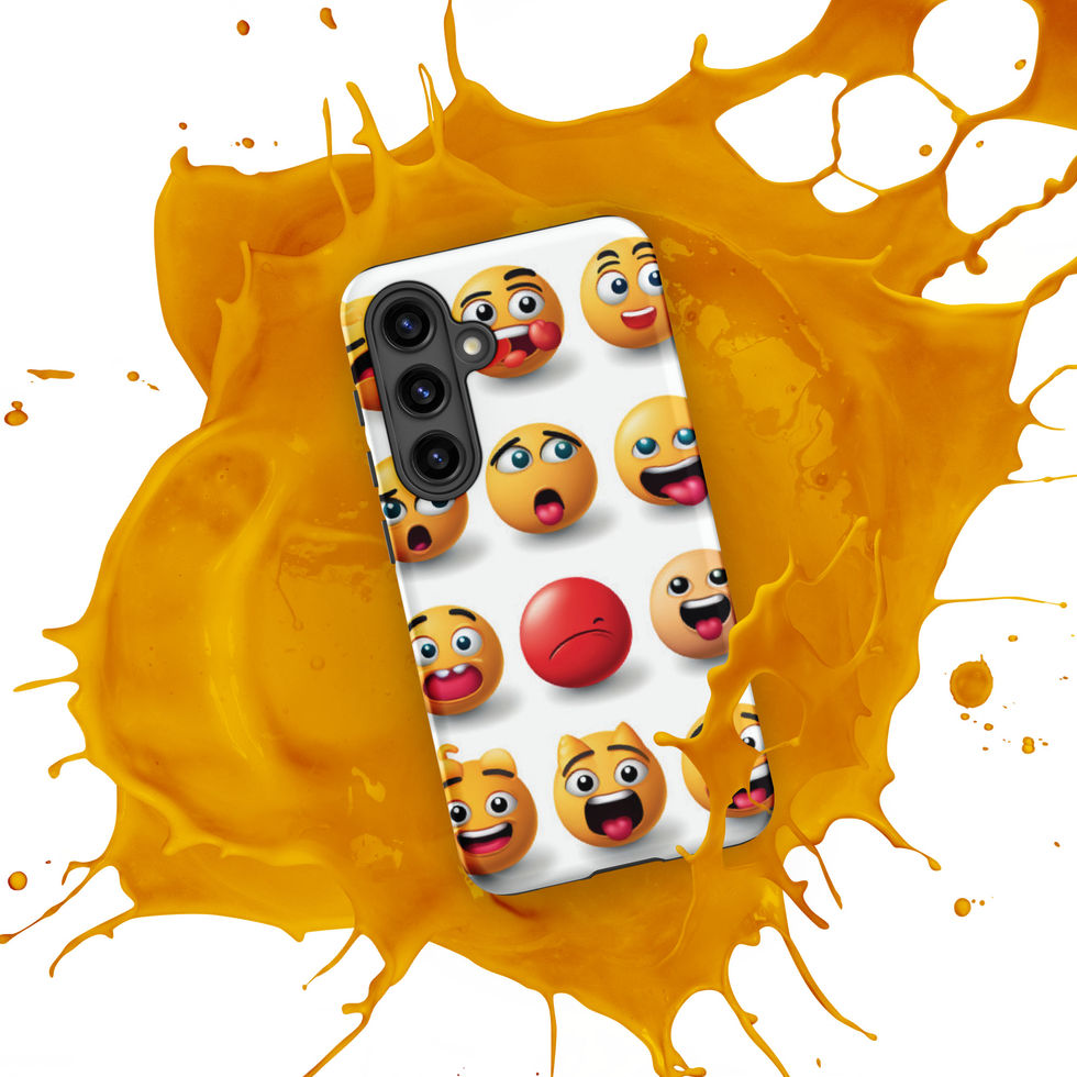 "Emoji Madness" Samsung Tough Case with compact grid of emojis on the printed phone back