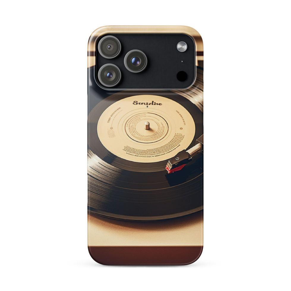 Golden Grooves slim iPhone Snap Case protective back view with the circular music graphic, image 27.