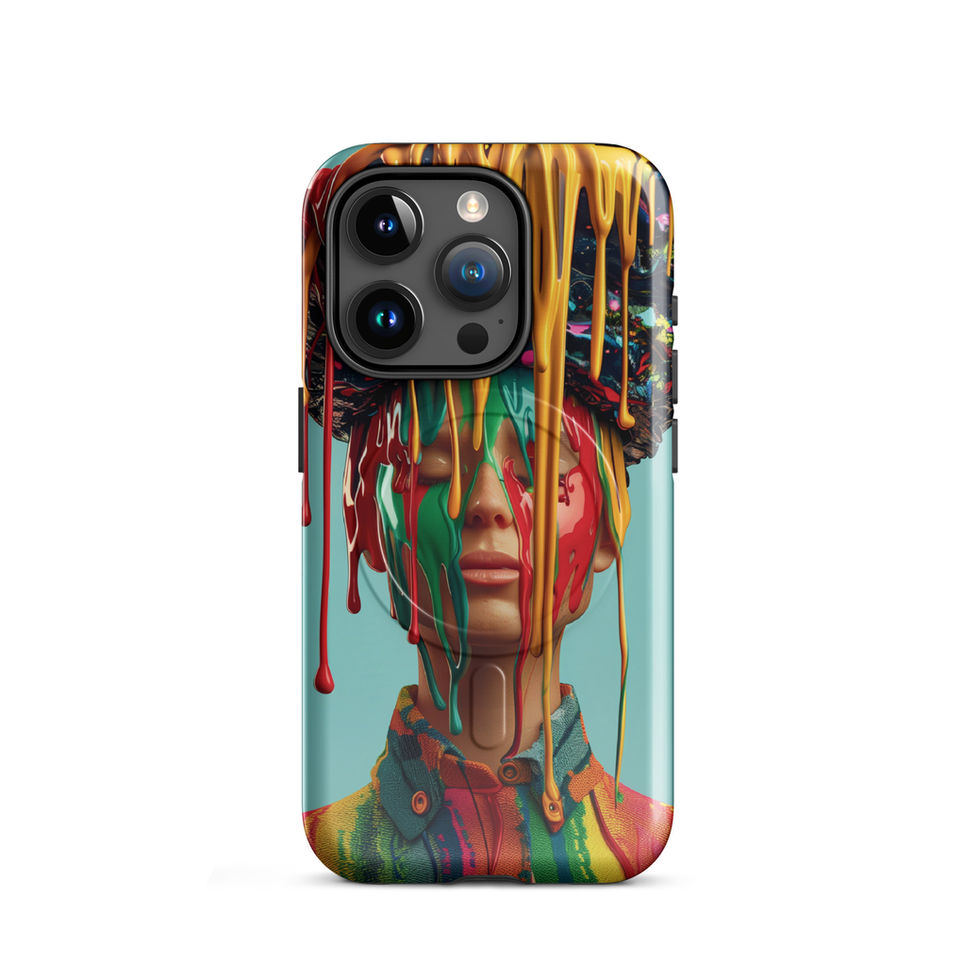Drip Royale MagSafe tough iPhone case with vivid neon paint-drip portrait, clean studio view, preview 8