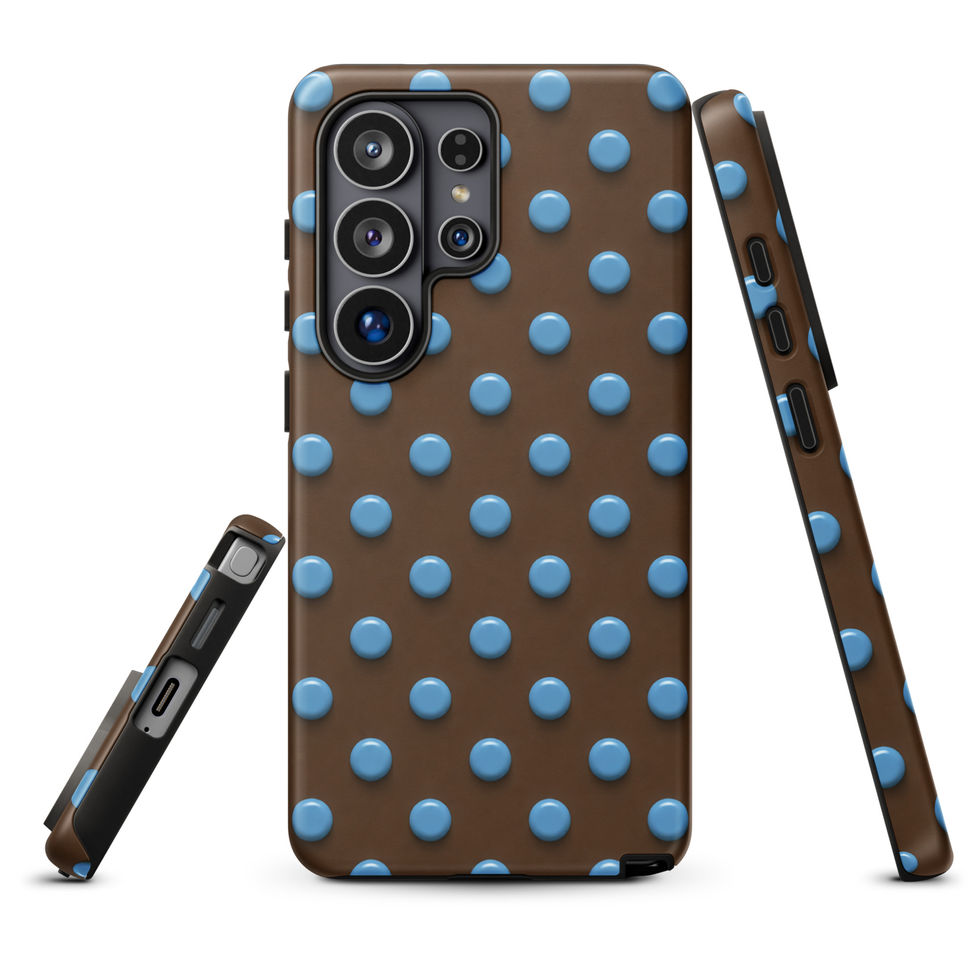 Cocoa Sky Dots tough case for Samsung Galaxy S26 Ultra, sky blue dots on cocoa brown