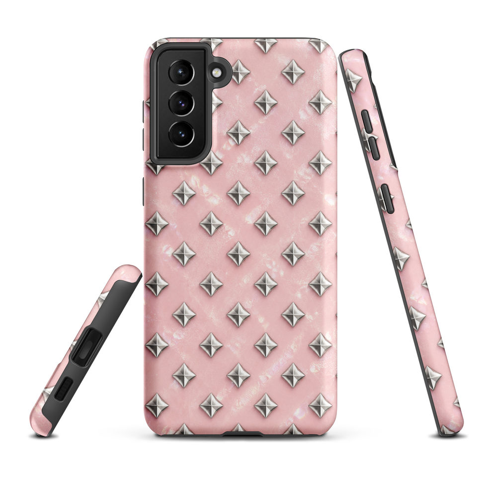 Blush Silver Diamonds tough case for Samsung Galaxy S21 Plus, silver-look diamonds on blush pink