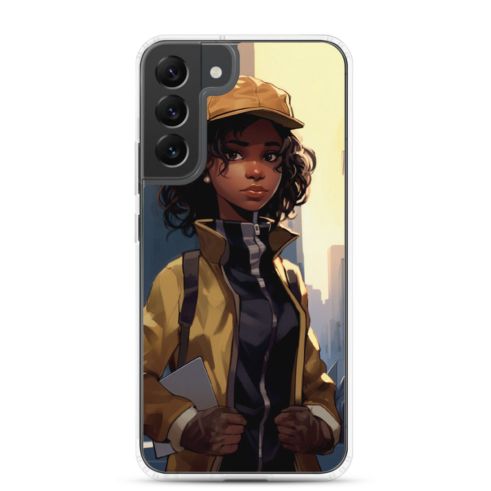 Transparent shell carrying an inspiring city portrait across the phone back