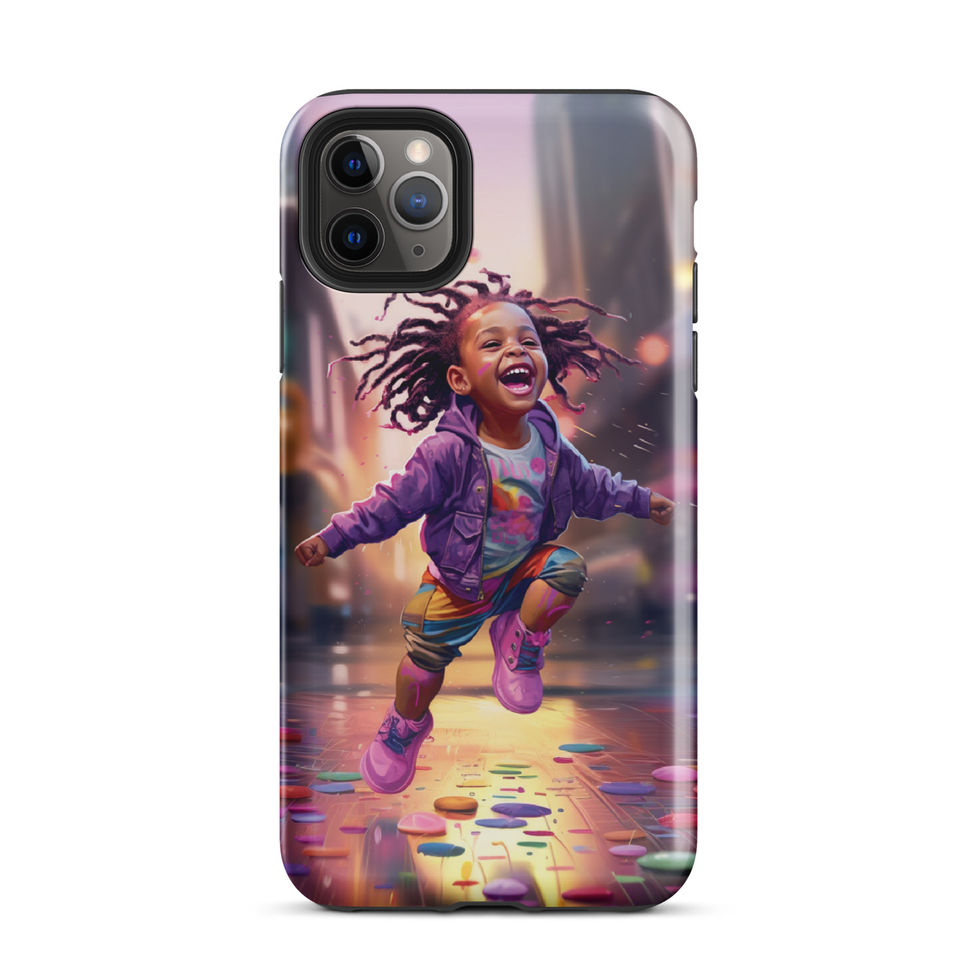 Mini iPhone 12 mini tough cover with glowing reflections and joyful energy