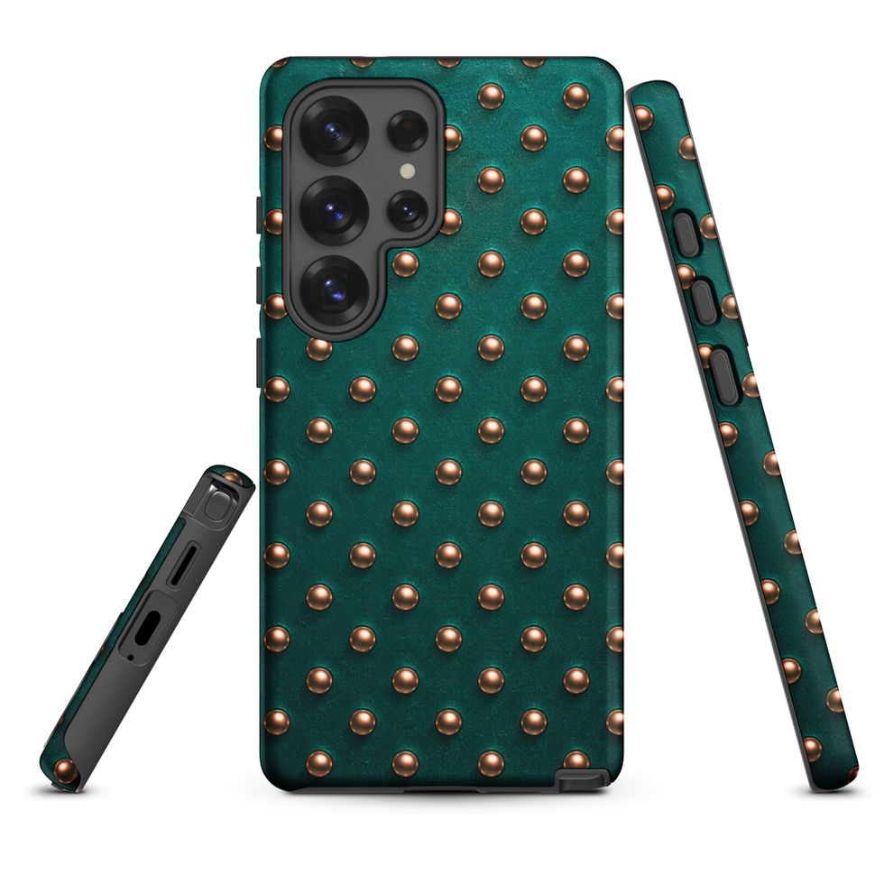 Teal Copper Dots tough case for Samsung Galaxy S25 Ultra, copper-look dots on teal