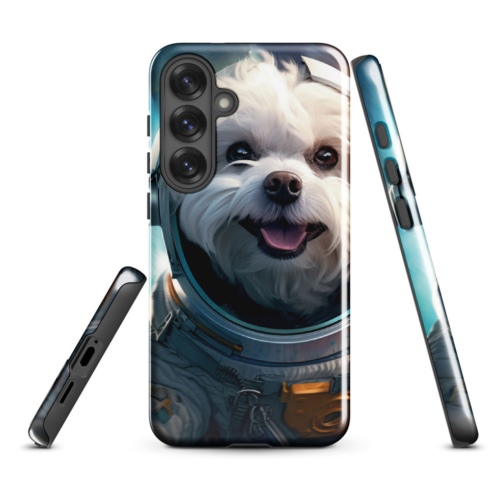 Cosmo Pup galaxy dog Samsung tough case โ front artwork view in studio mockup