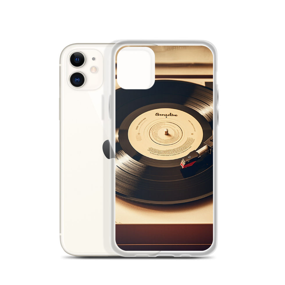 Golden Grooves clear iPhone case camera-side view showing the precise iPhone cutout, image 7.