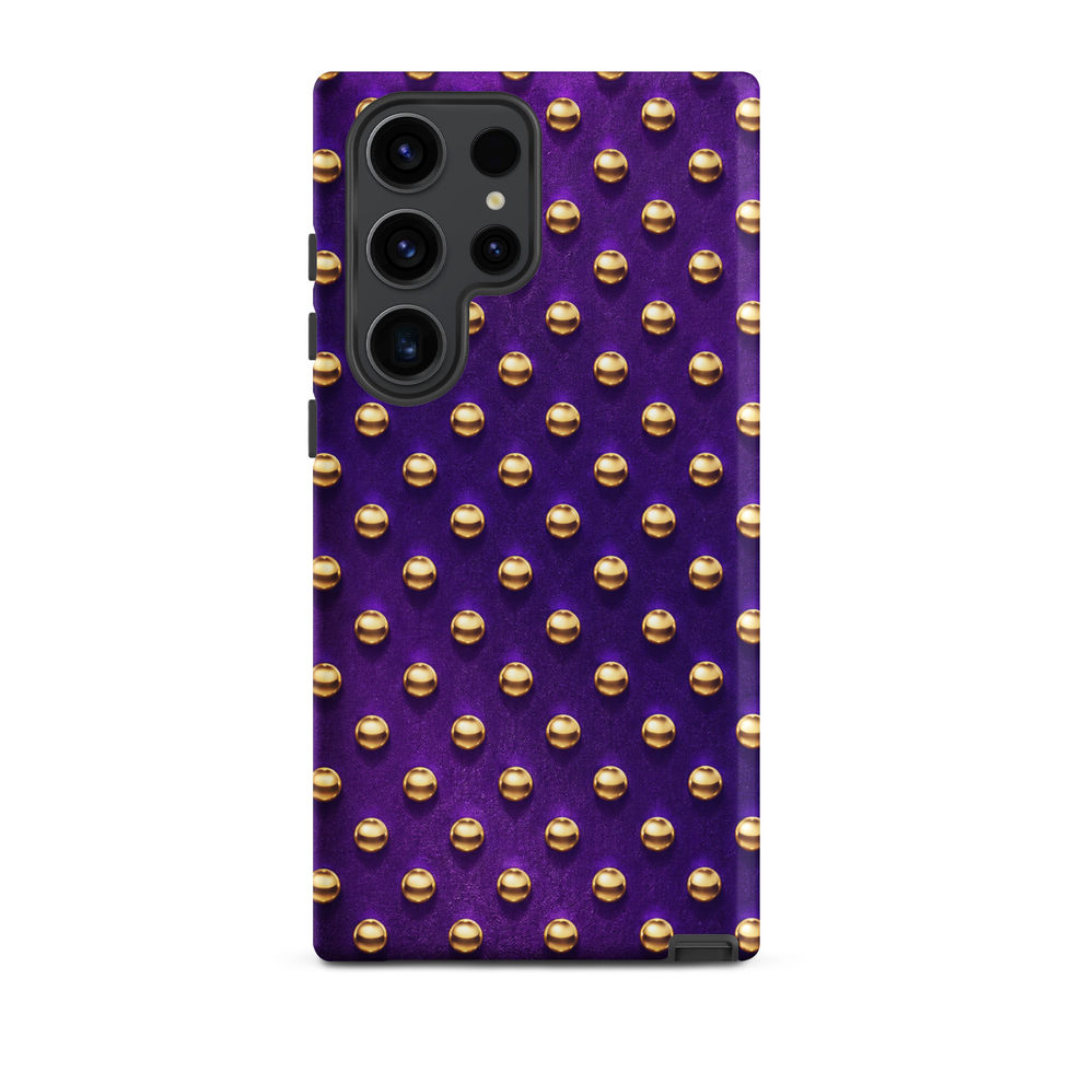 Amethyst Gold Dots tough case for Samsung Galaxy S23 Ultra, gold-look dots on amethyst purple