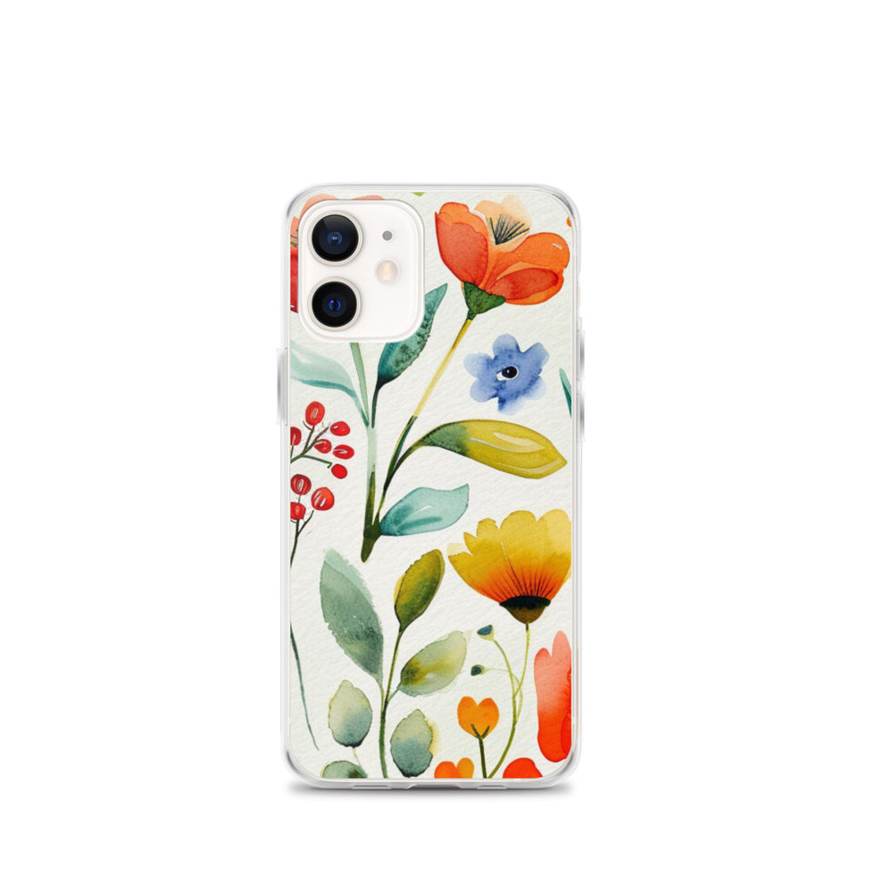 Meadow Daydream clear case for iPhone 13 Mini, hand-drawn sunflower meadow artwork, gallery view 8, image 8