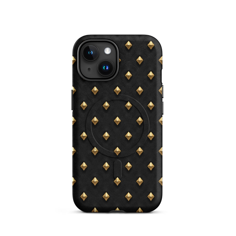 Onyx Gold Diamonds magsafe case for iPhone 15, gold-look diamonds on onyx black