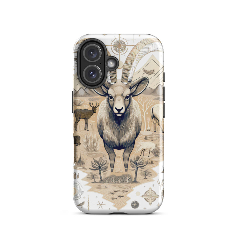 Nomadic ram-mockup-01 showing Nomadic Spirit artwork on an iPhone tough phone case