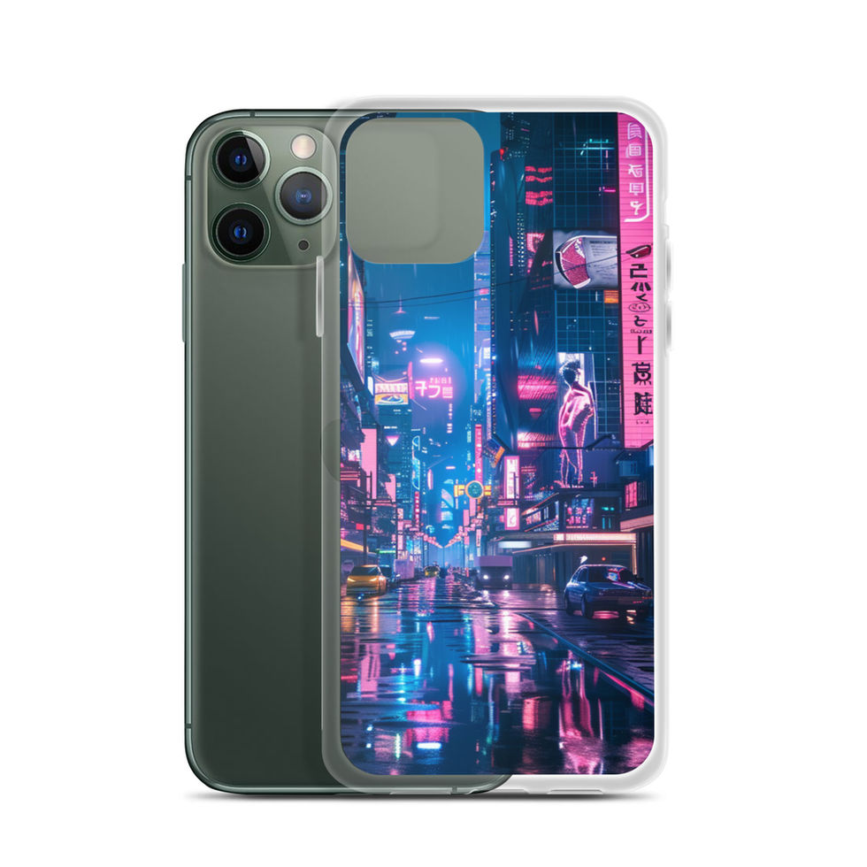 Neon Skyline luminous towers on clear iPhone case — gallery view 05