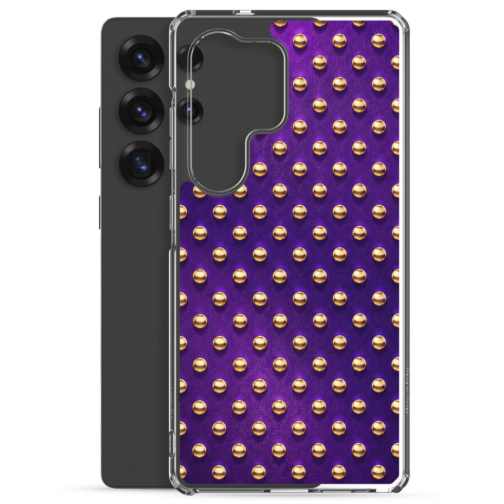 Amethyst Gold Dots clear case for Samsung Galaxy S25 Ultra, gold-look dots on amethyst purple, alternate view 2