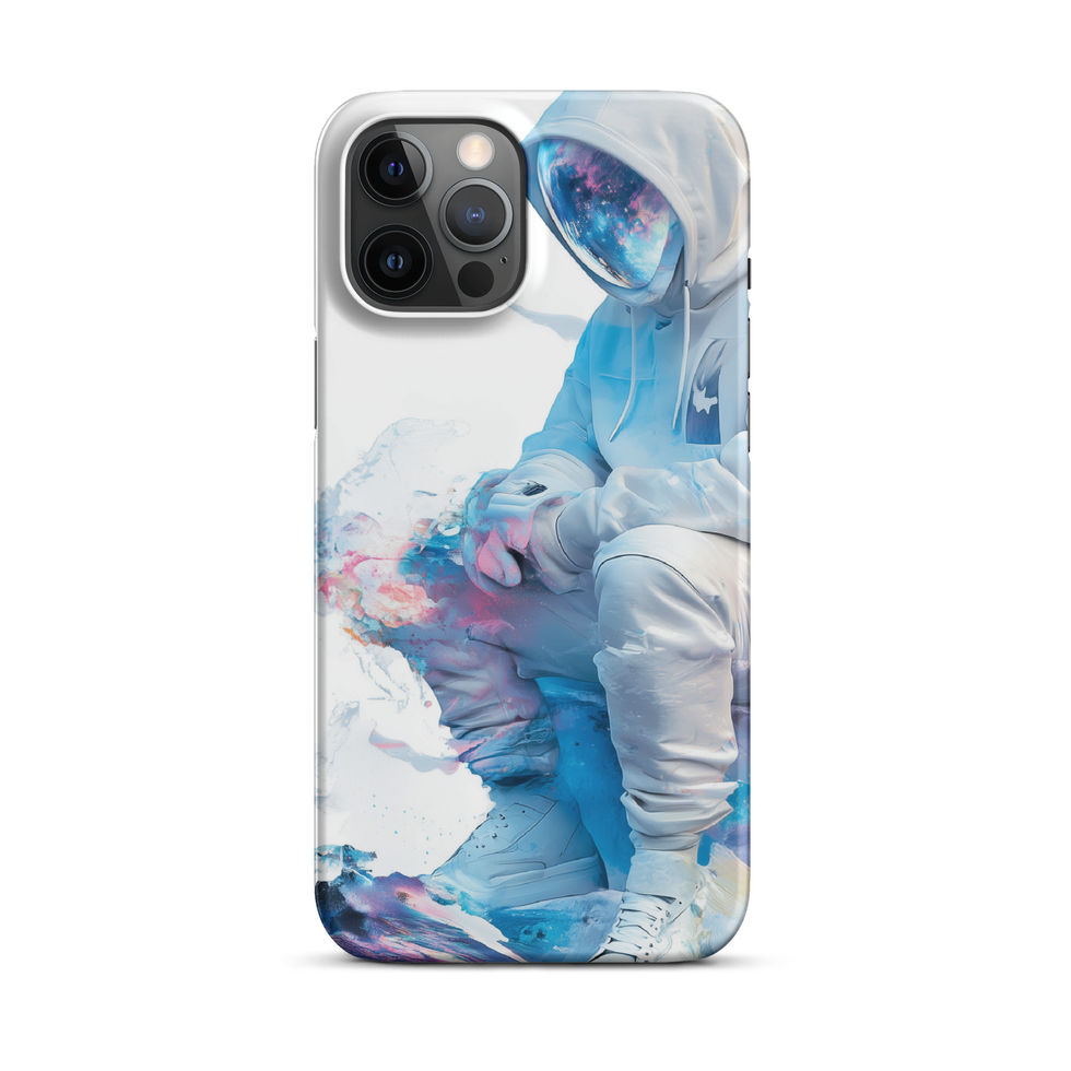 Fluro Space Traveller iPhone Snap case, pink highlights around the astronaut