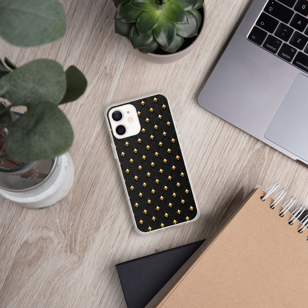 Onyx Gold Diamonds clear case for iPhone 12 mini, gold-look diamonds on onyx black, alternate view 3