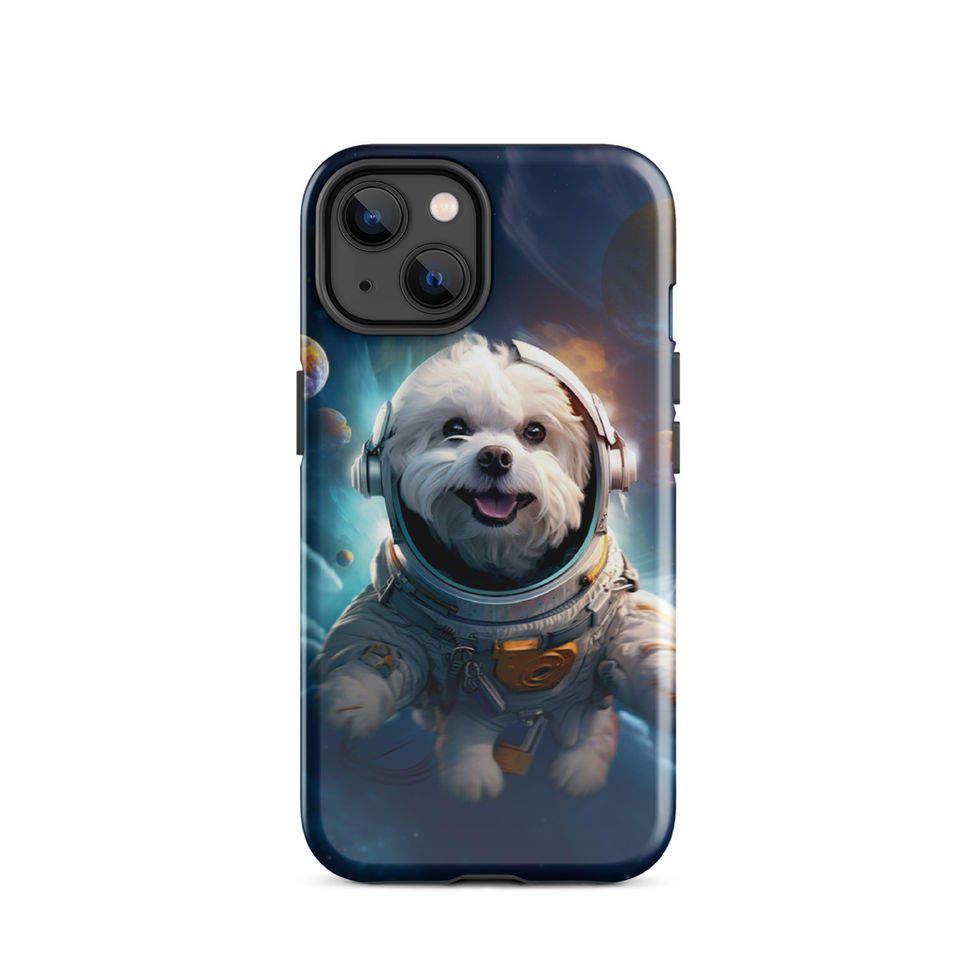 Galactic Voyager cosmic dog iPhone tough case — phone case front display 13