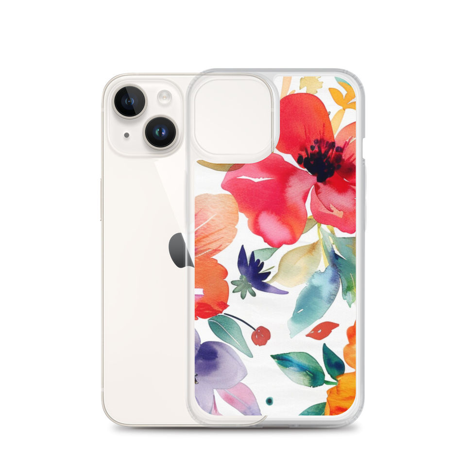Alternate close-up of the Pastel Petal Drift transparent floral case for iPhone 11