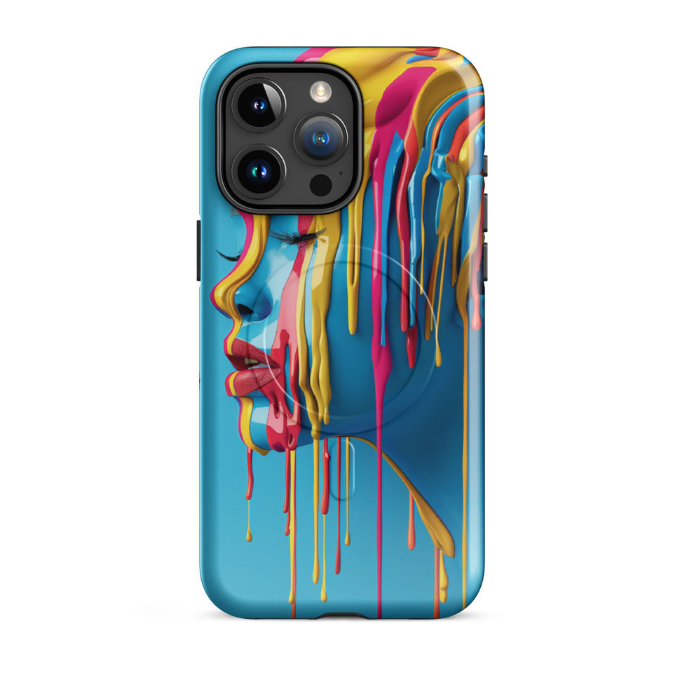 Melted Serenity MagSafe tough case for iPhone with peaceful flowing portrait art, full-case view, preview 9
