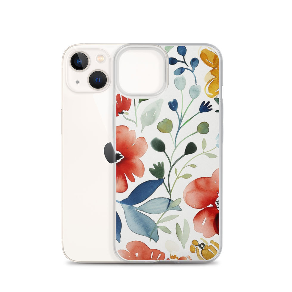 Watercolour Bloom clear case for iPhone 16 Pro Max, vibrant orange-and-green floral painting, image 23