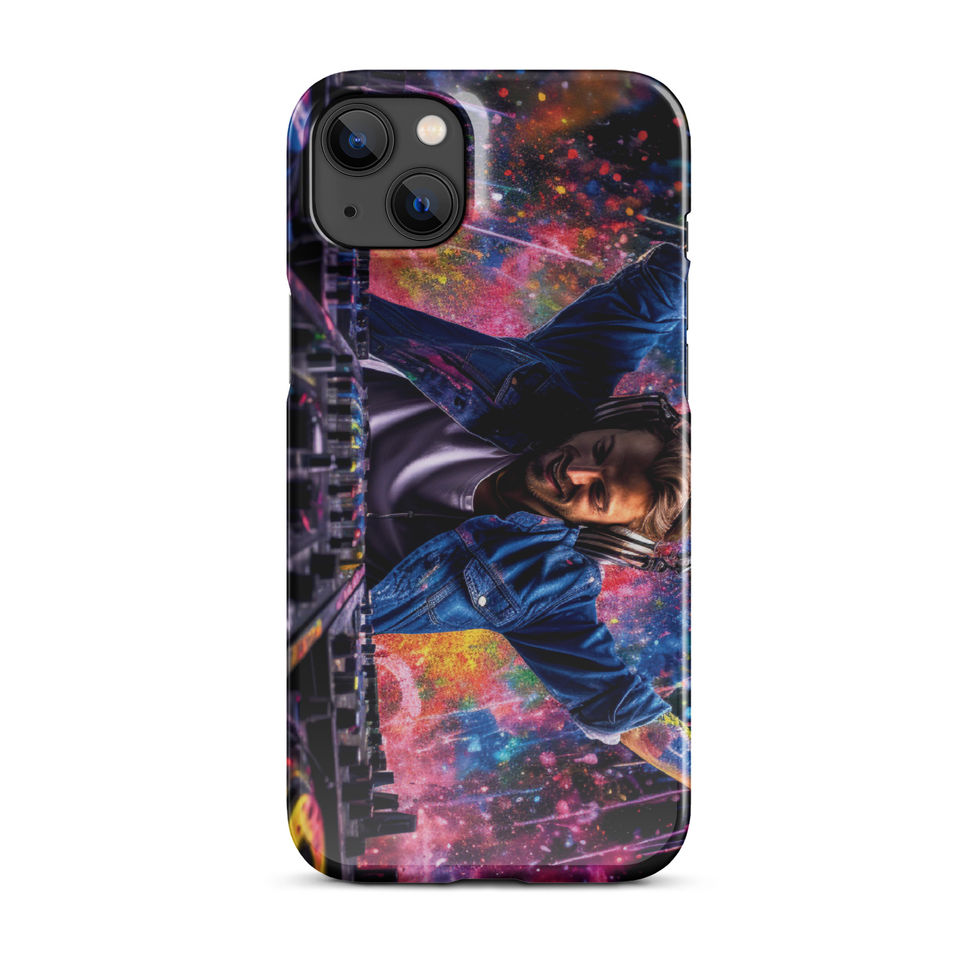 Rhythmic Energy slim snap iPhone case with pink, blue, and orange abstract artwork for iPhone 14 Pro