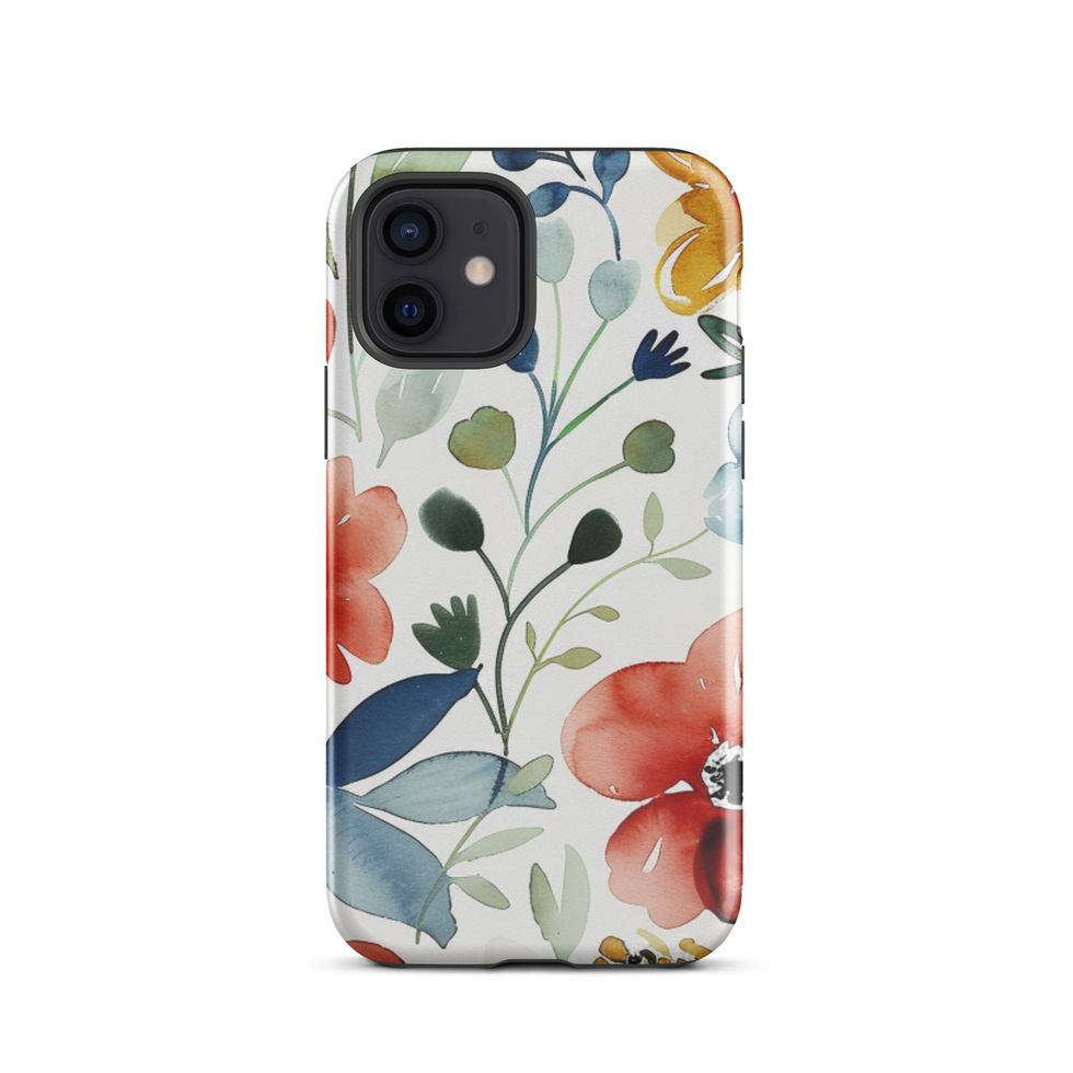 Watercolour Bloom tough case for iPhone 12 Pro, protective orange-and-green floral painting, image 6