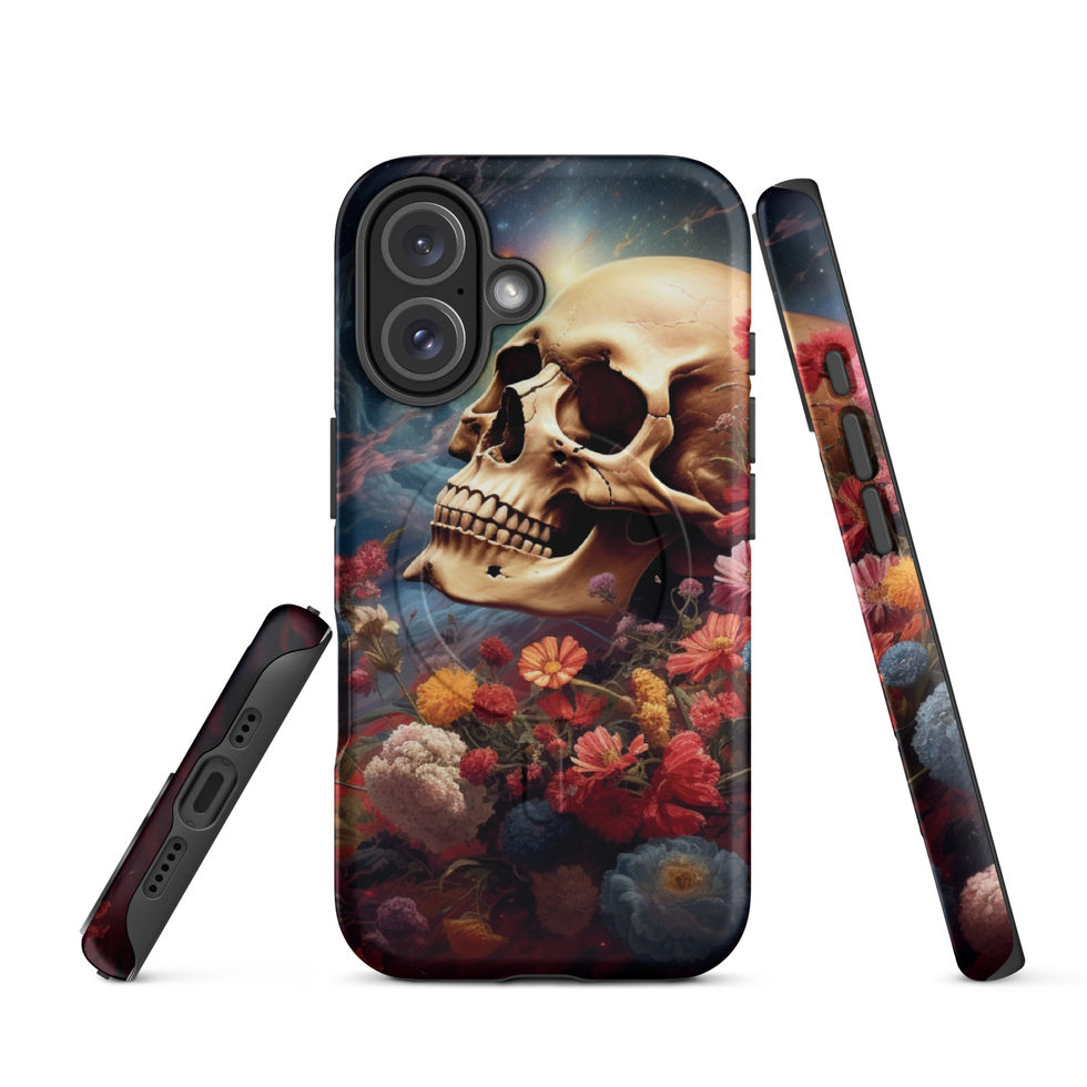 Galactic Remains MagSafe tough iPhone case showing warm light fading into a dark background