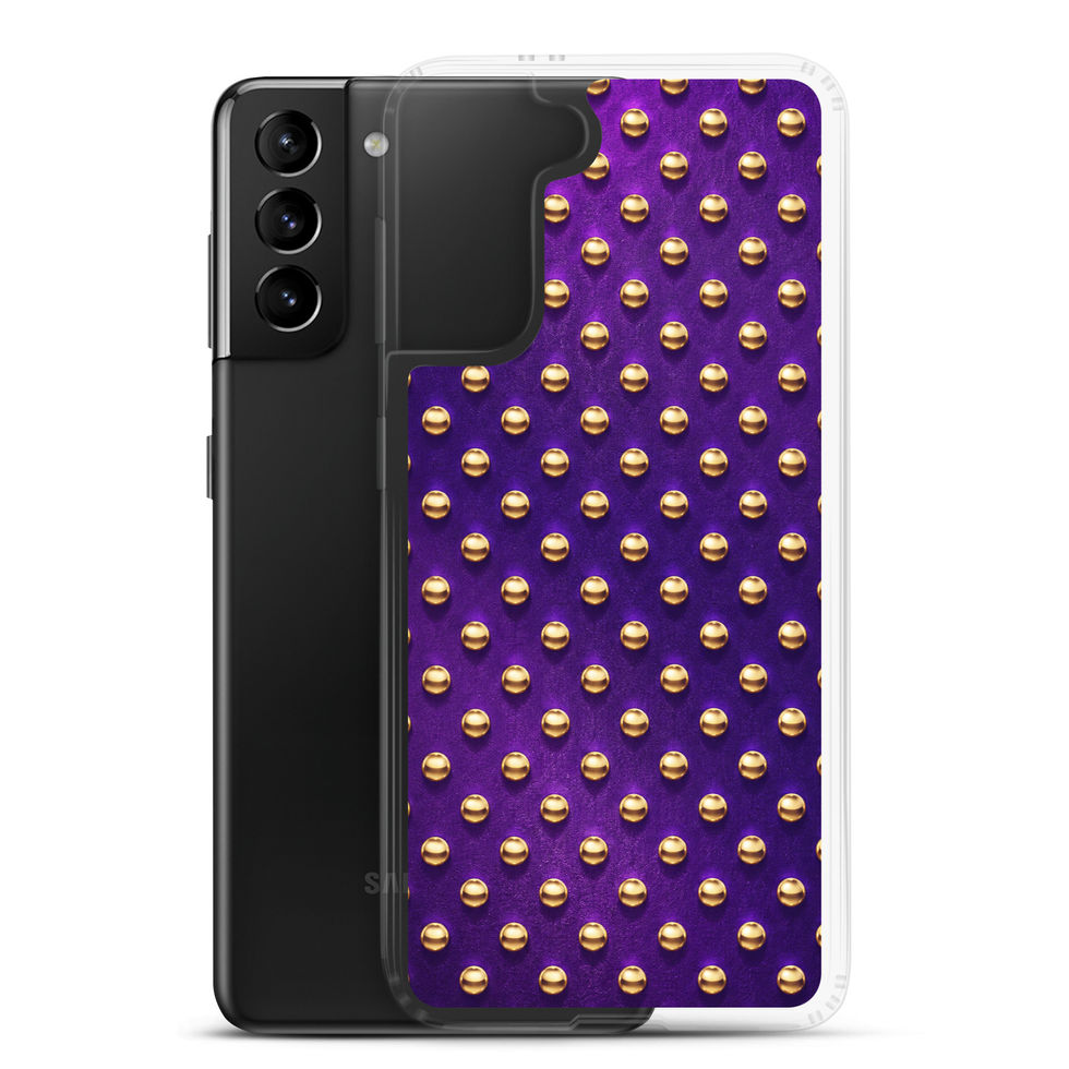 Amethyst Gold Dots clear case for Samsung Galaxy S21 Plus, gold-look dots on amethyst purple, alternate view 2