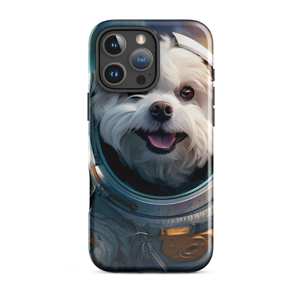 Cosmo Pup astronaut dog iPhone tough case โ horizontal case detail