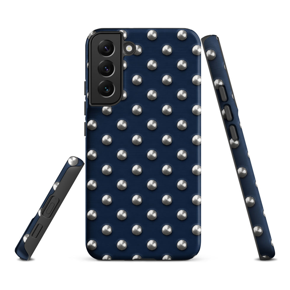 Midnight Silver Dots tough case for Samsung Galaxy S22 Plus, silver-look dots on navy blue
