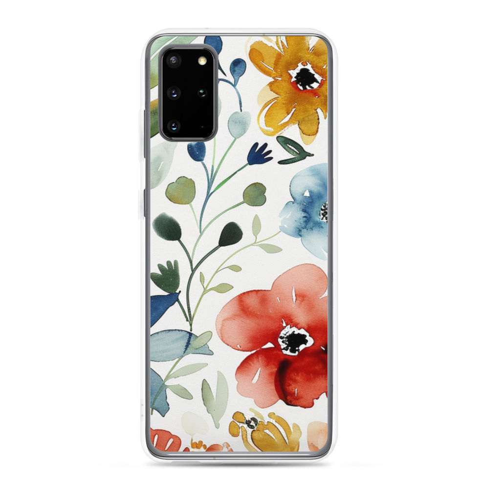 Watercolour Bloom clear case for Samsung Galaxy S20 Plus, orange floral brushwork, image 2