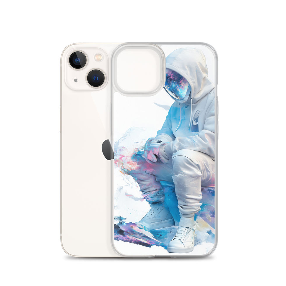 Fluro Space Traveller astronaut artwork on a clear iPhone case โ gallery image 22