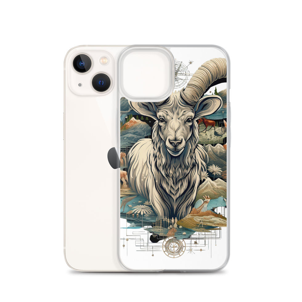 Cosmic ram-mockup-23 showing Celestial Summit artwork on an iPhone clear phone case