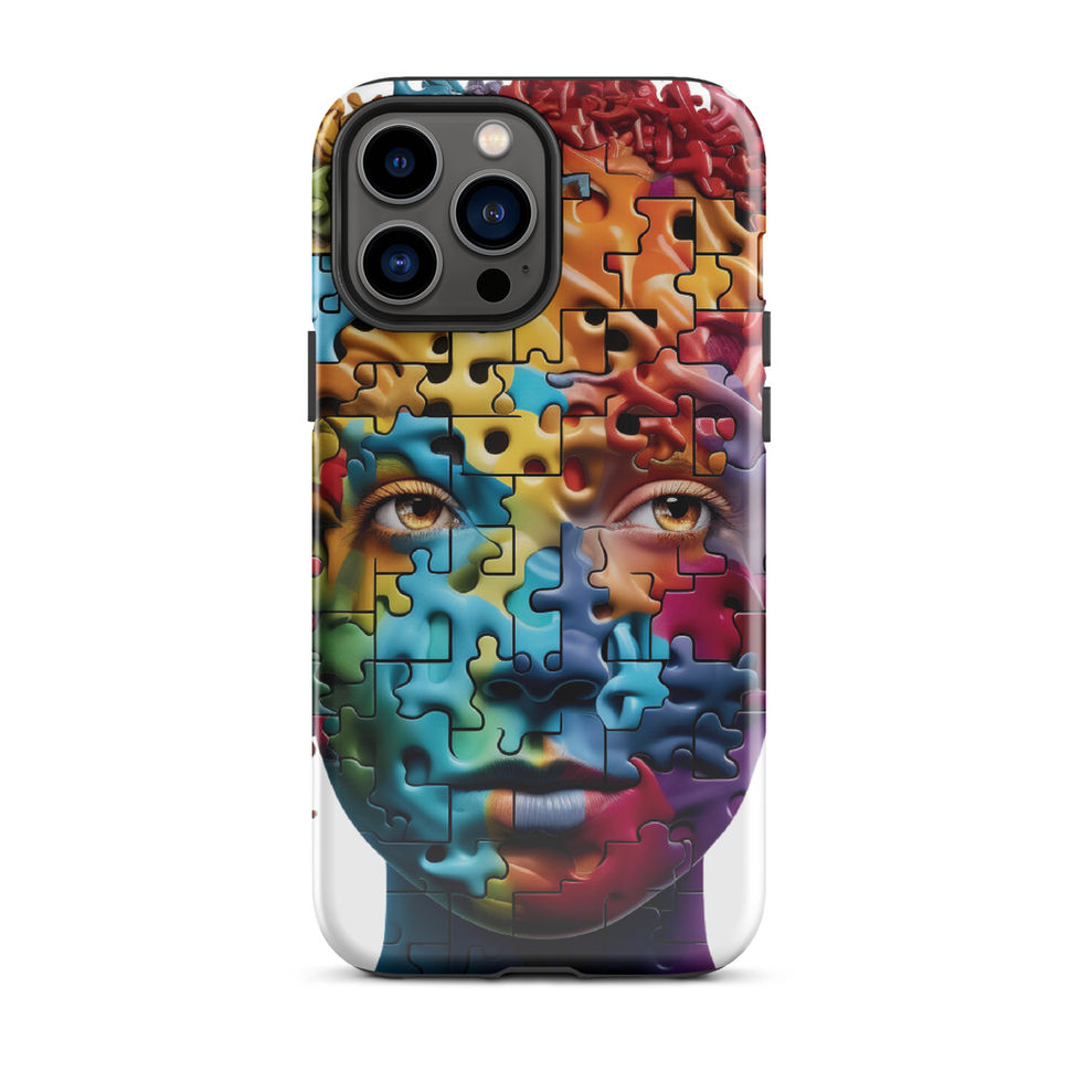 “Puzzle Mind” tough case for iPhone, raised screen edge detail, image 12