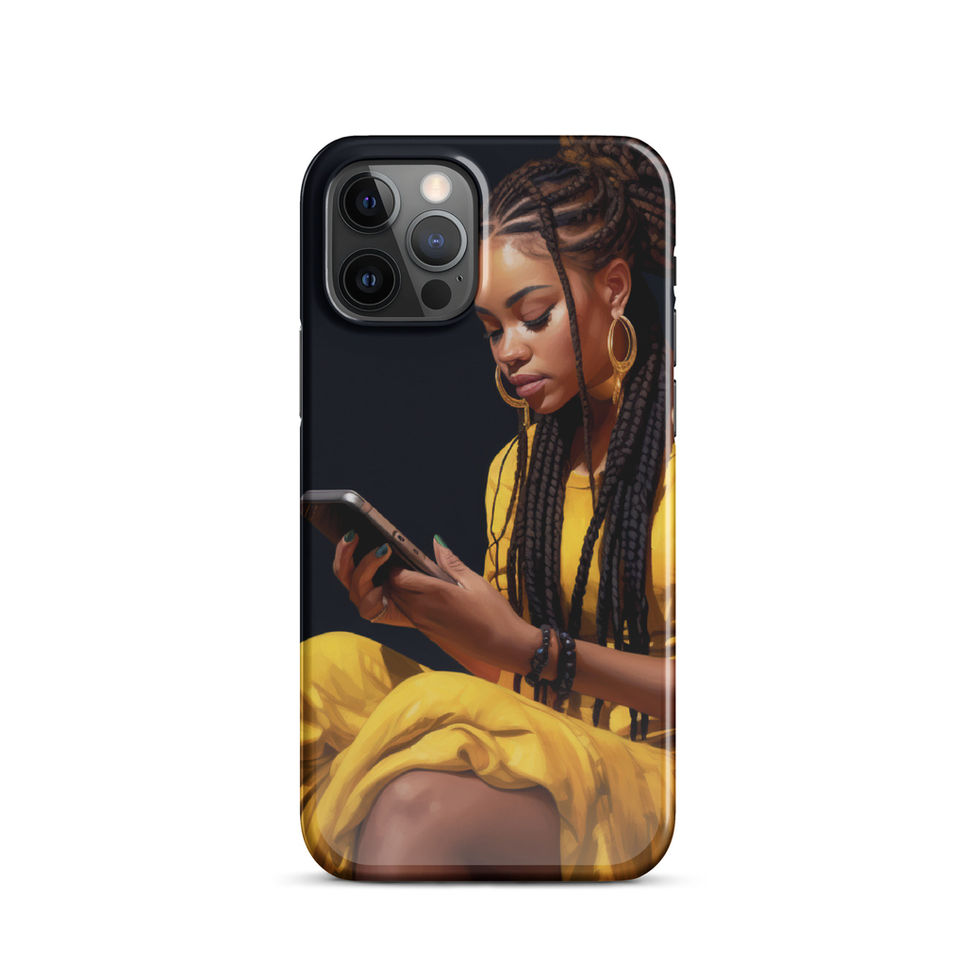 Panoramic iPhone 12 Pro Max shell showcasing the full Golden Poise artwork