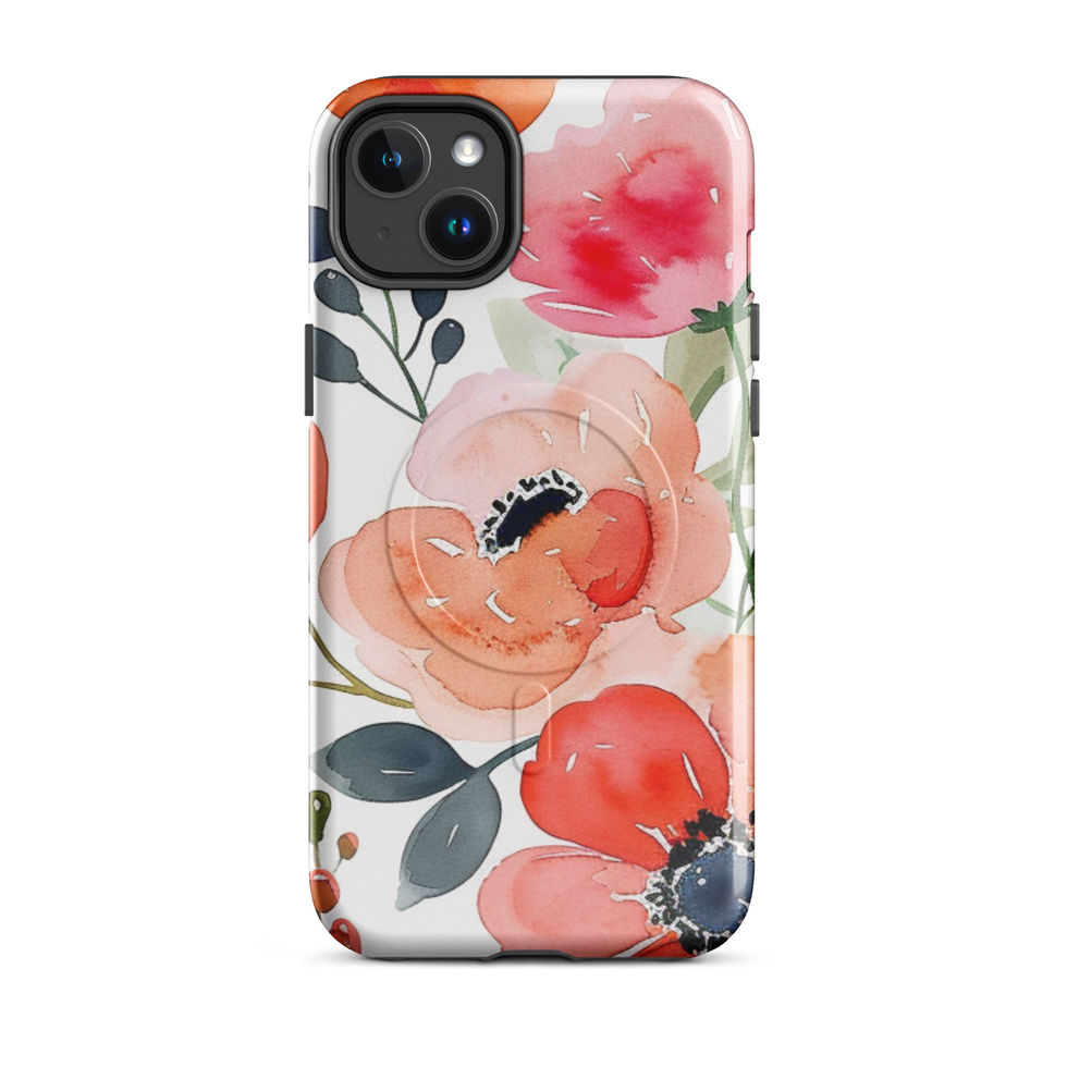 Vibrance Bloom colourful flower MagSafe tough case fitted to iPhone 14 Pro