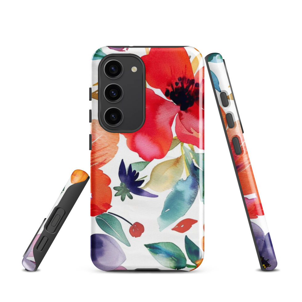 Pastel Petal Drift dual-layer tough case for Samsung Galaxy S23 Plus with soft pink blossoms and leafy details