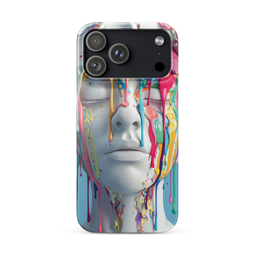 Chromatic Awakening snap case for iPhone with vivid expressive portrait artwork, clean studio view, image 27